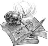 Buch mit Sch&auml;del