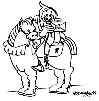 Karikatur: Der Anderweltbote hoch zu Ross