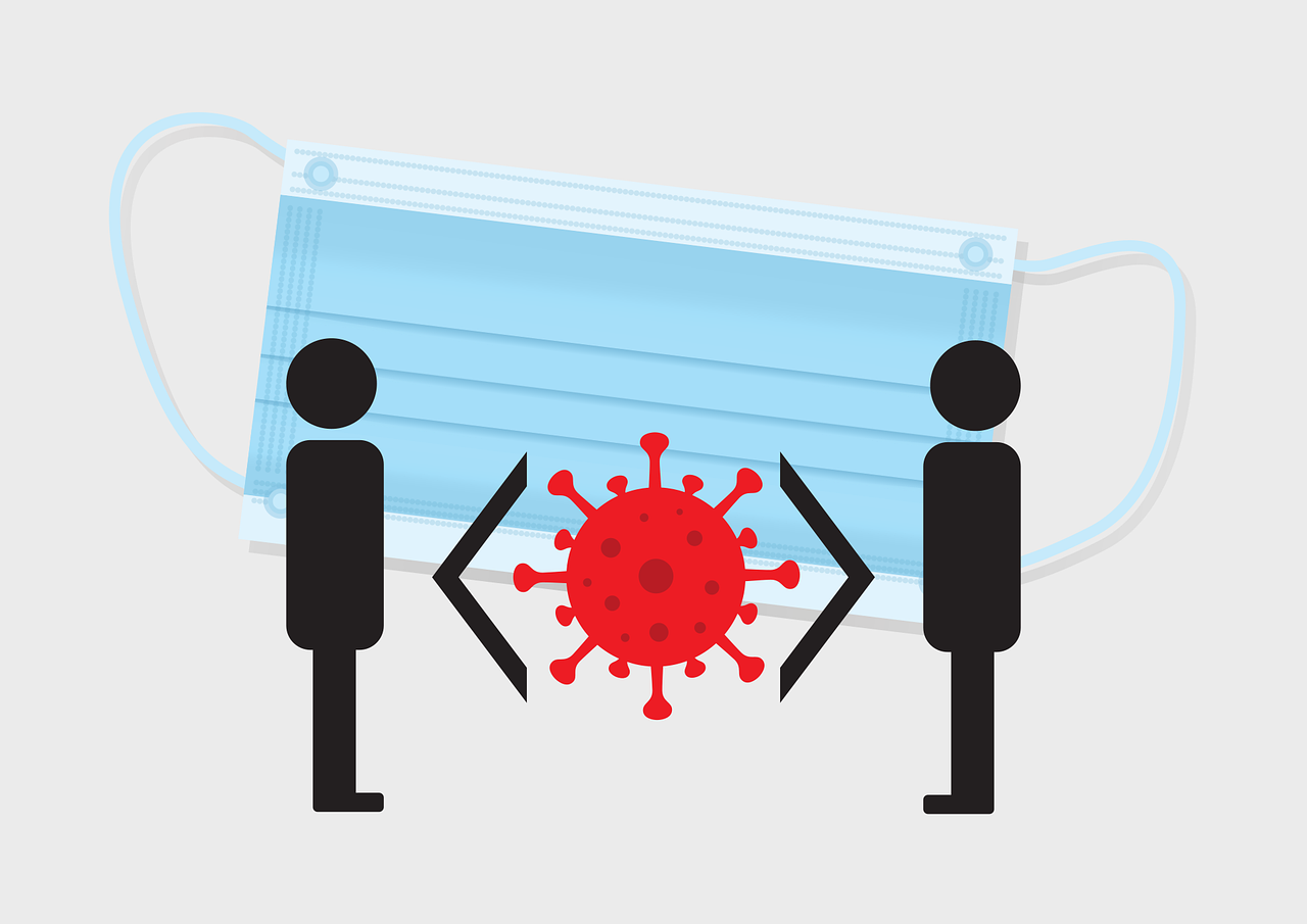 Symbolik - Maske tragen und Abstand halten