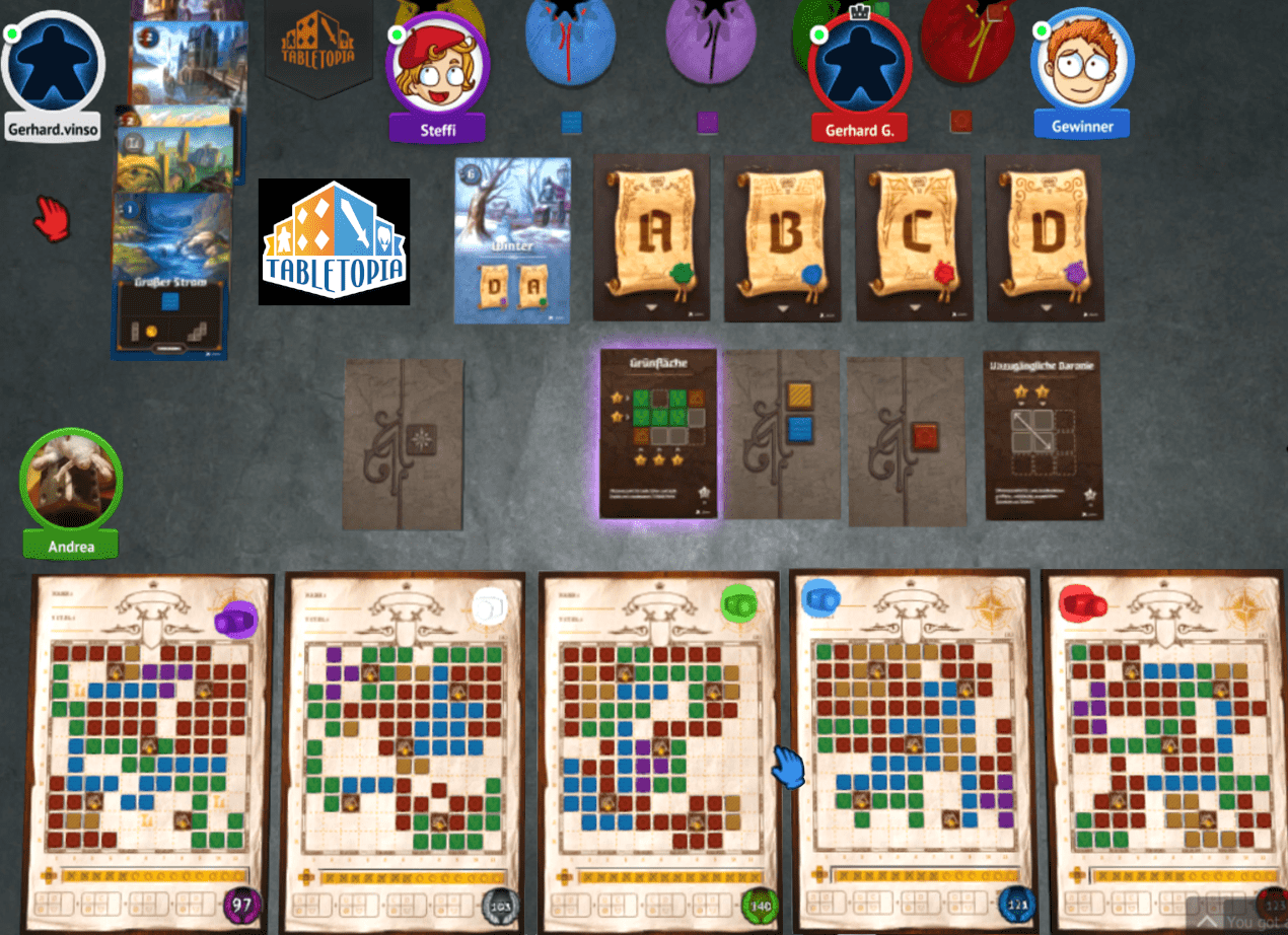 Kartograph-Spiel auf Tabletopia