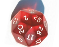Der rote Andertours-W20-Würfel.