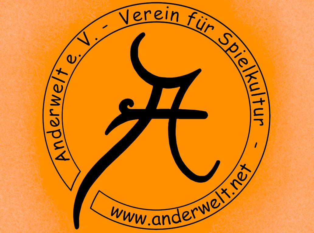 Das runde Anderwelt-Logo mit dem großen Anderwelt-A vor orangefarbenem Hintergrund.