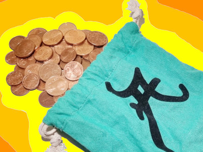 Anderwelt-Säckchen mit vielen Cent-Stücken